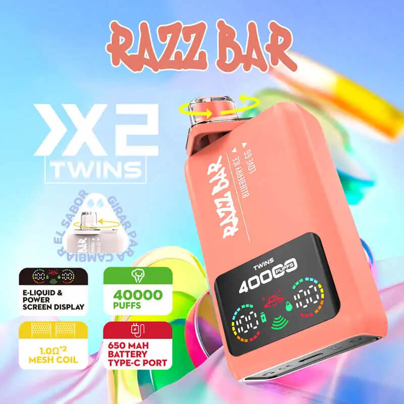Razz Bar 40000 Puffs 2in1 Disposable Vape 40K E-cigarettes - Vapepenkit Razz Bar 40000 Puffs 2in1 Disposable Vape 40K E-cigarettes - Vapepenkit